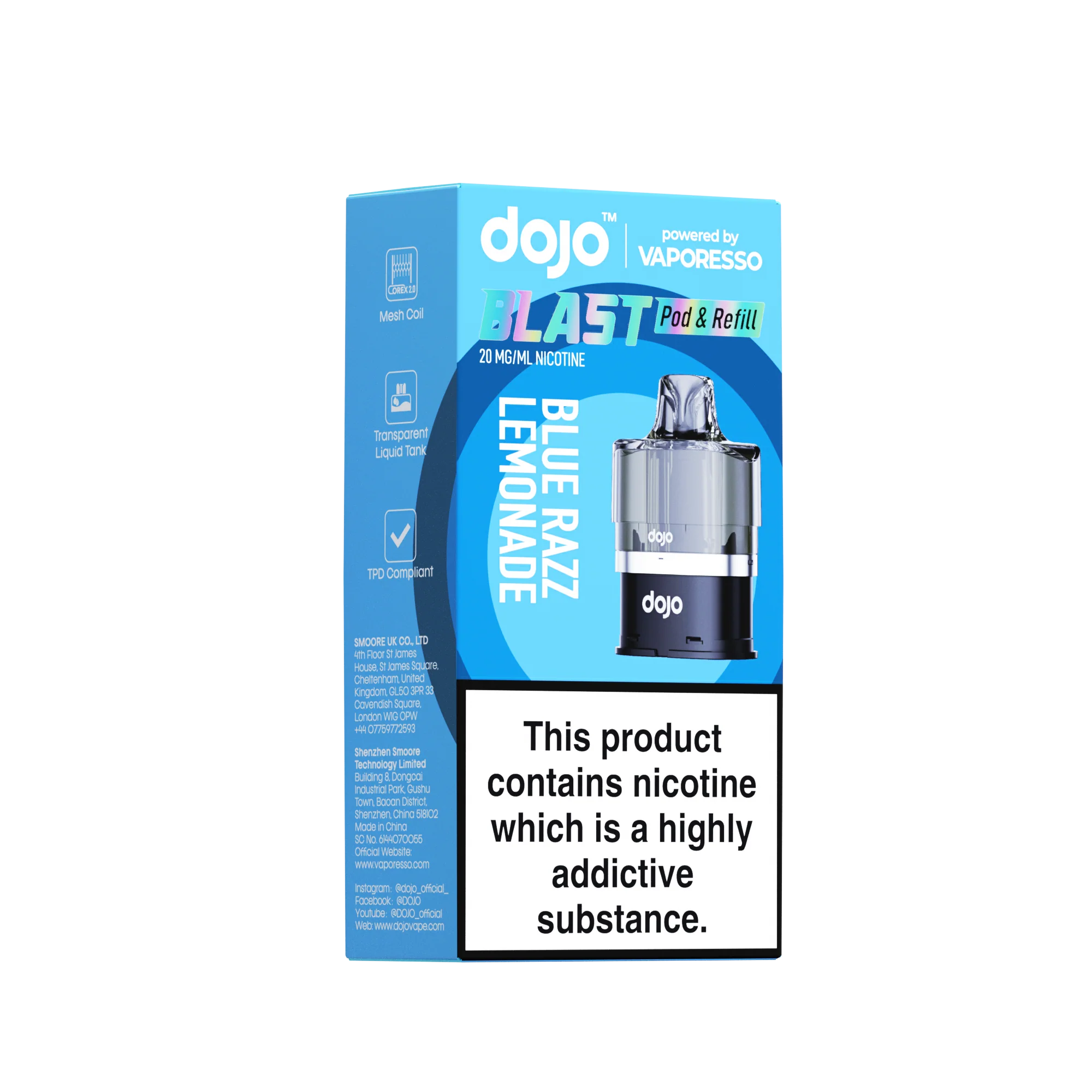 Vaporesso DOJO Blast 6000 Refillable Pod 12ml - Blue Razz Lemonade